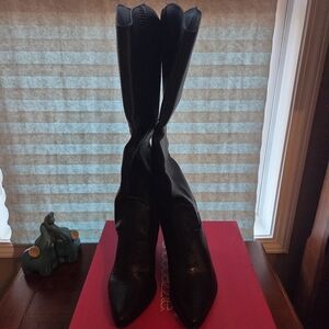 Shoe Dazzle Black Textured Heeled Boots